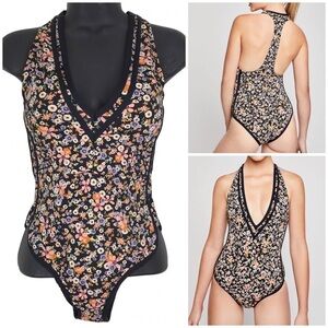 BCBGeneration Floral Stripe Plunge Racerback One Piece SIZE XSMALL